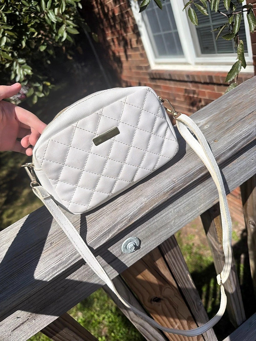 Quilted Crossbody Bag in White
